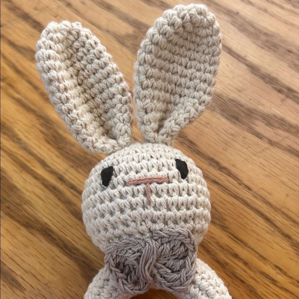 Handmade Cream Bunny Rattle - Picture 4 of 5